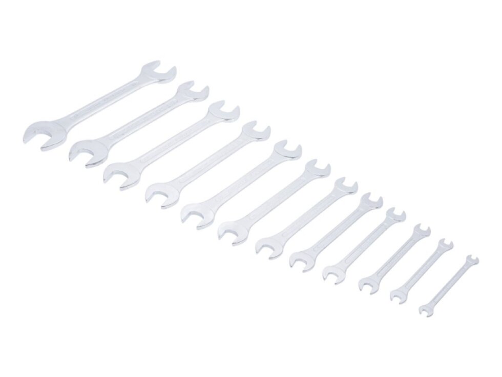Klíče ploché otevřené, dvoustranné, 6 x 7 - 30 x 32 mm, sada 12 kusů