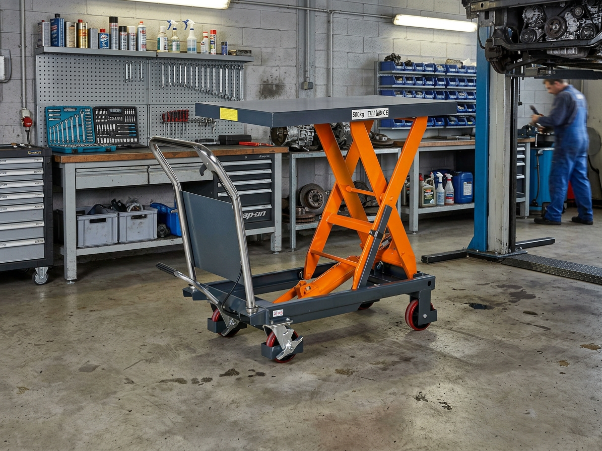 Zvedací stůl nůžkový FHT 500, nosnost 500 kg, s hydraulickým systémem, pojízdný