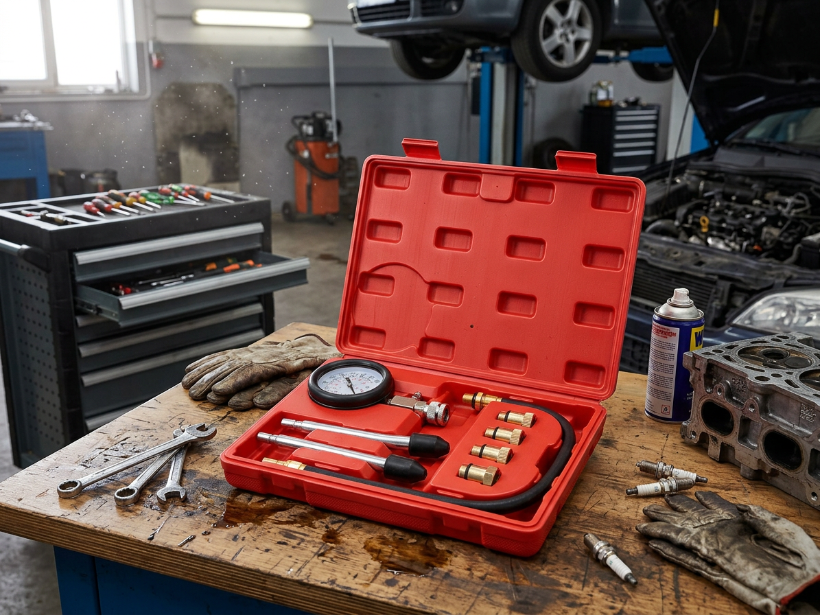 Sada pro testování komprese benzín. motorů MECHANIC ENGINE TESTER 8, 0-20bar, 8ks SIXTOL