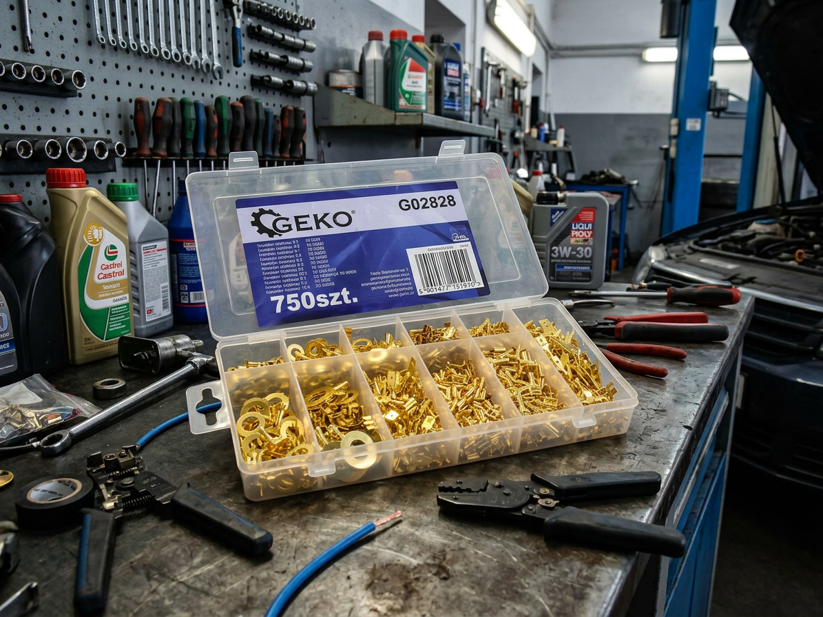 Elektrické konektory pro automobily, krimpovací, neizolované, různé druhy, sada 750 kusů