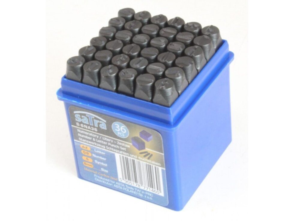 Razící matrice písmen a čísel, sada 36 ks, 6 mm - SATRA