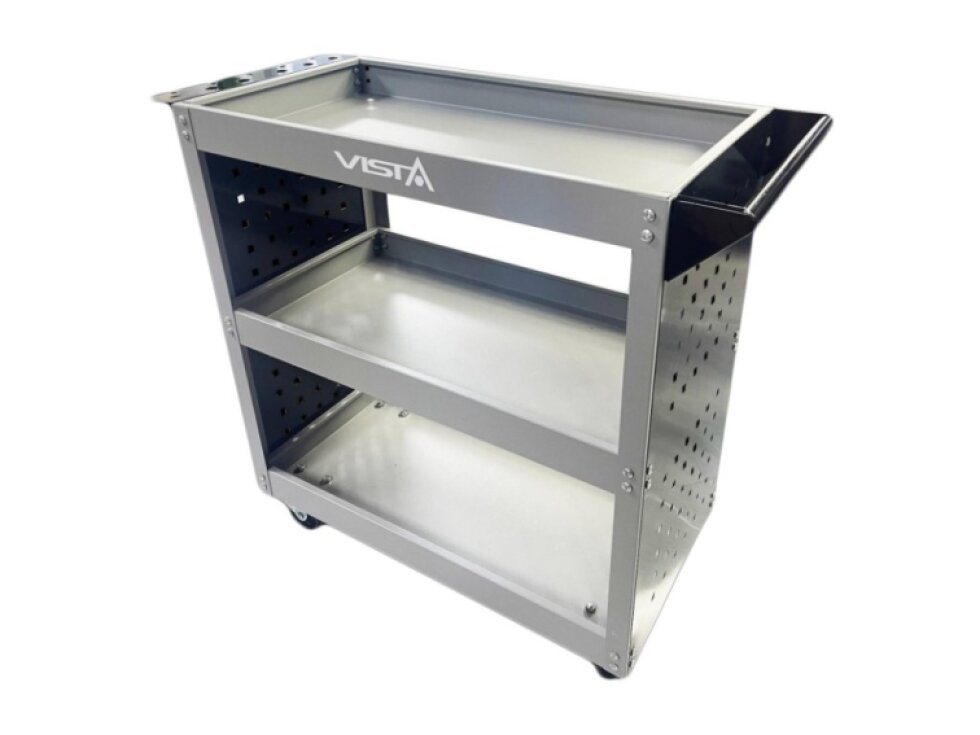 Dílenský vozík, 3 police, 12 háčků, 80x35x74 cm - VISTA