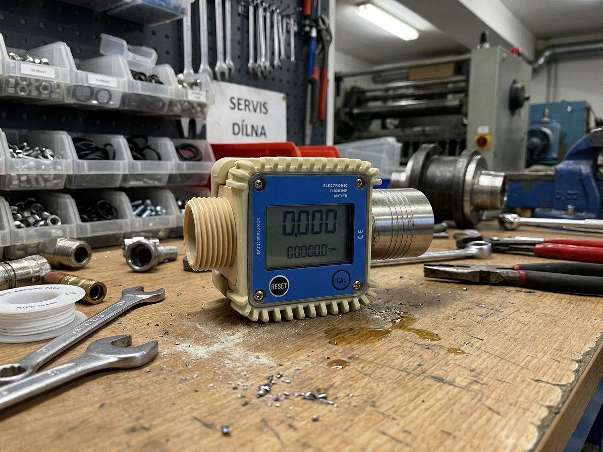 Digitální průtokoměr pro naftové čerpadlo, LCD displej