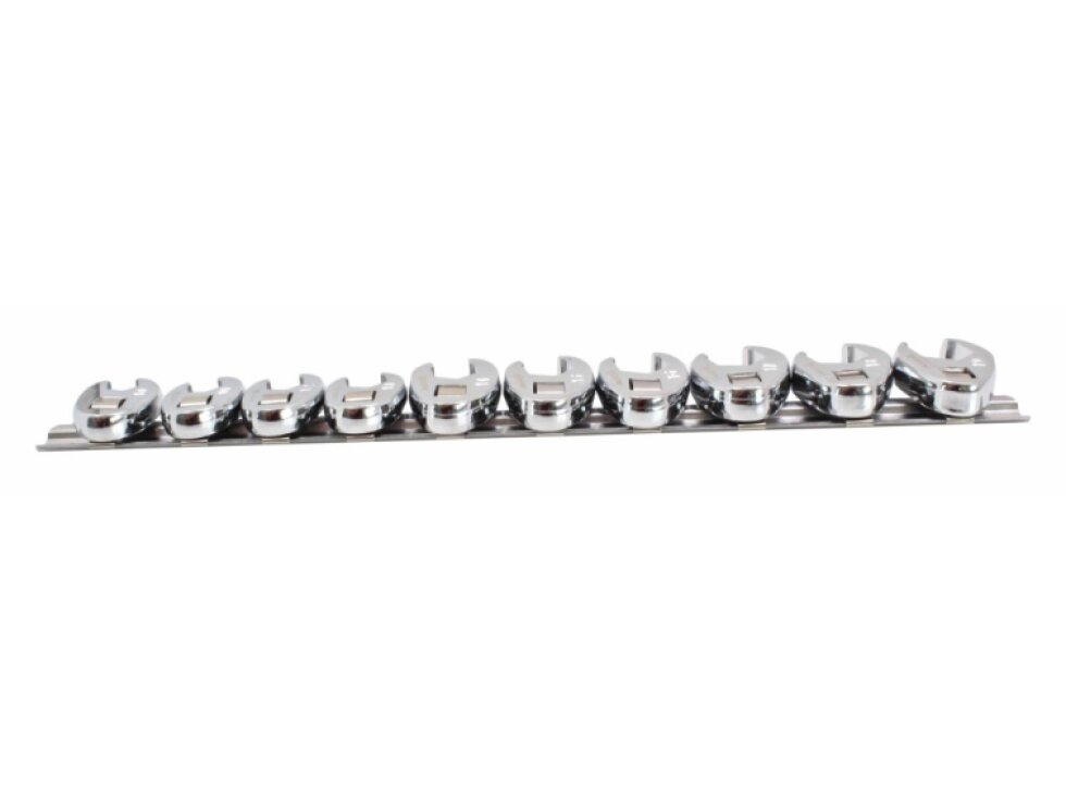 Ploché otevřené klíče 3/8", 10-19 mm, sada 10 ks na liště - ASTA