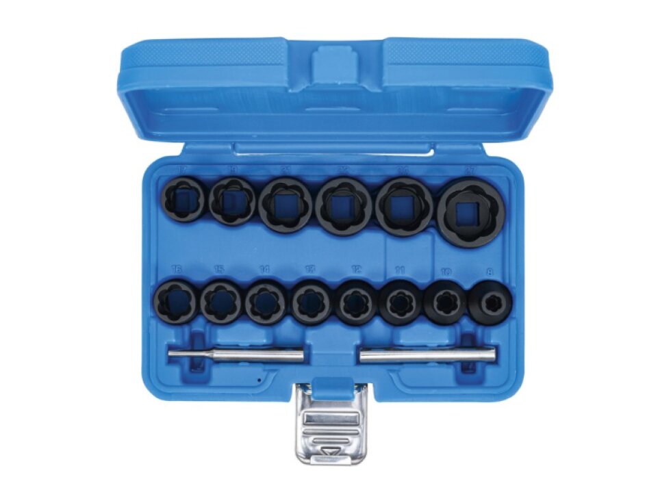 Hlavice 1/2” na poškozené šrouby vel. 8-27 mm, sada 16 ks - BGS 5269