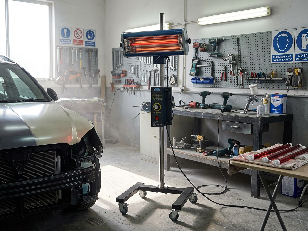 Infrazářič pro sušení laků 1000 W, 1 lampa, pojízdný - SATRA