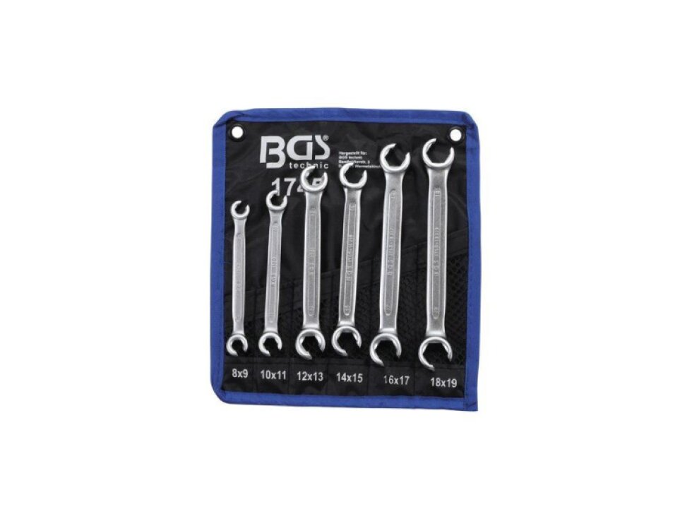 BGS Technic BGS 1745 Otevřené očkové klíče 8 ÷ 19 mm pro převlečné matice. Sada 6 dílů