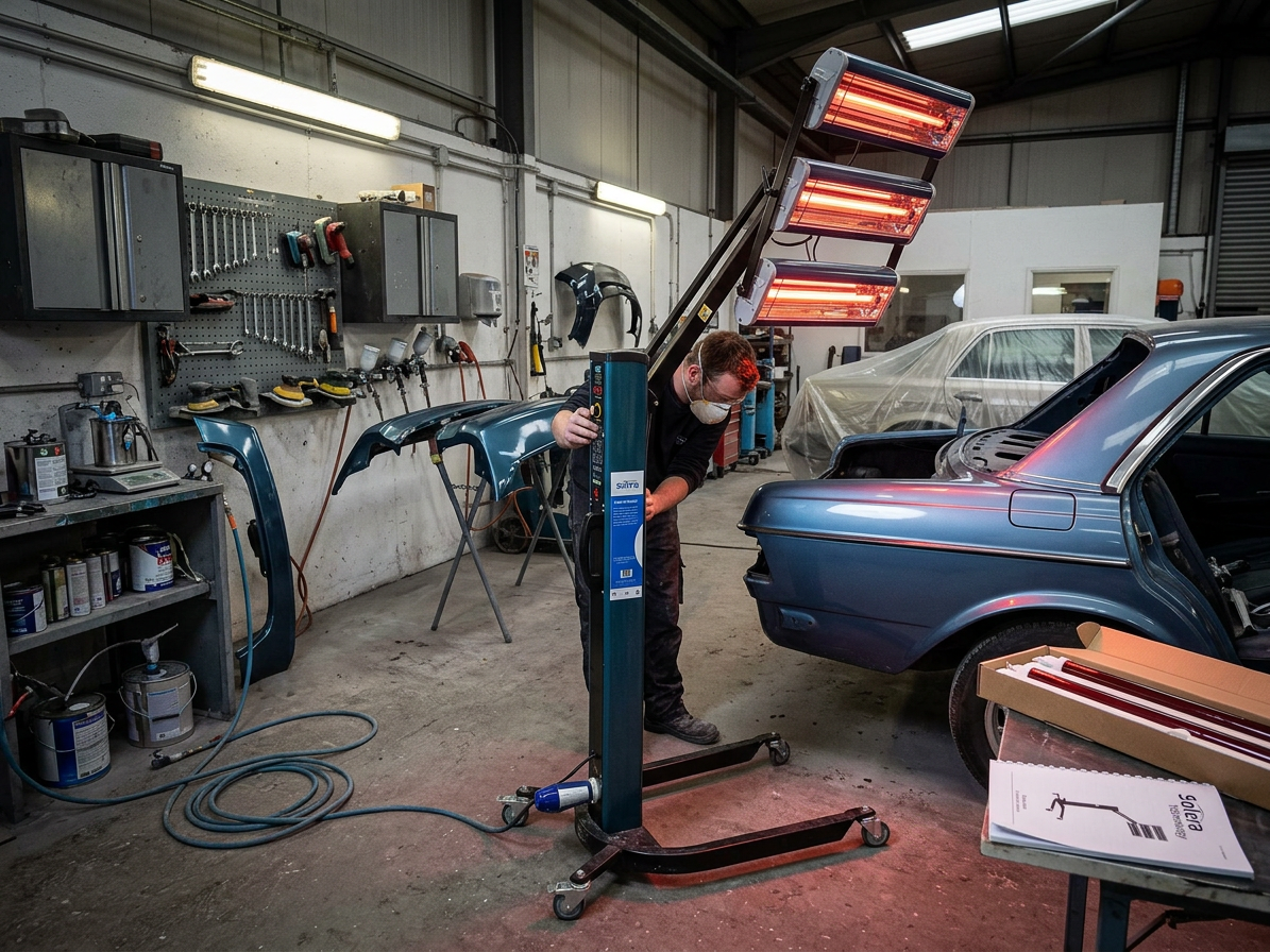 Infrazářič pro sušení laků 3000 W, 3 lampy, pojízdný - SATRA