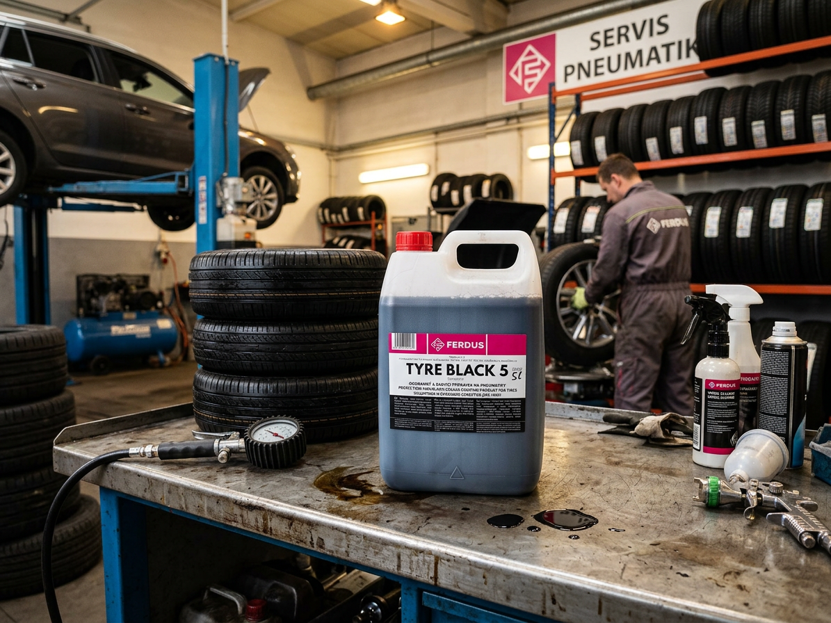 Ochranný a barvicí přípravek na pneumatiky- oživovač, černá barva na pneu TYRE BLACK5, 5 l
