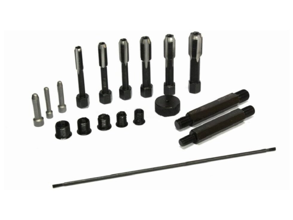 Sada na opravu závitů žhavicích svíček M8x1, M10x1, M10x1.25, M12x1.25, 33 kusů - QS14140