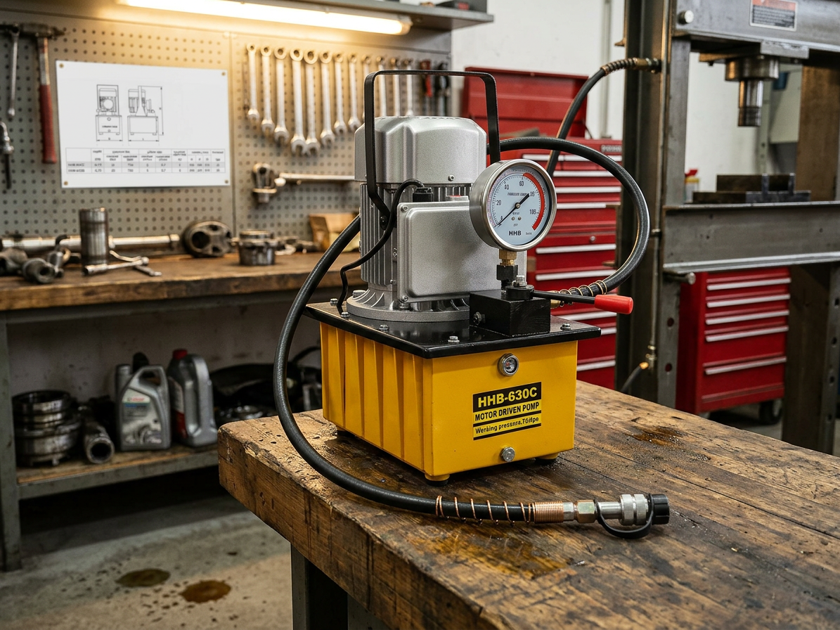 Elektrická hydraulická pumpa s tlakoměrem, jednostupňová, 20 bar - HHB-630C