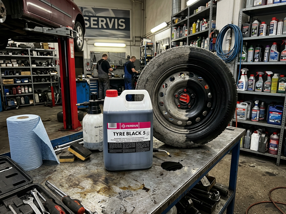 Ochranný a barvicí přípravek na pneumatiky- oživovač, černá barva na pneu TYRE BLACK5, 5 l