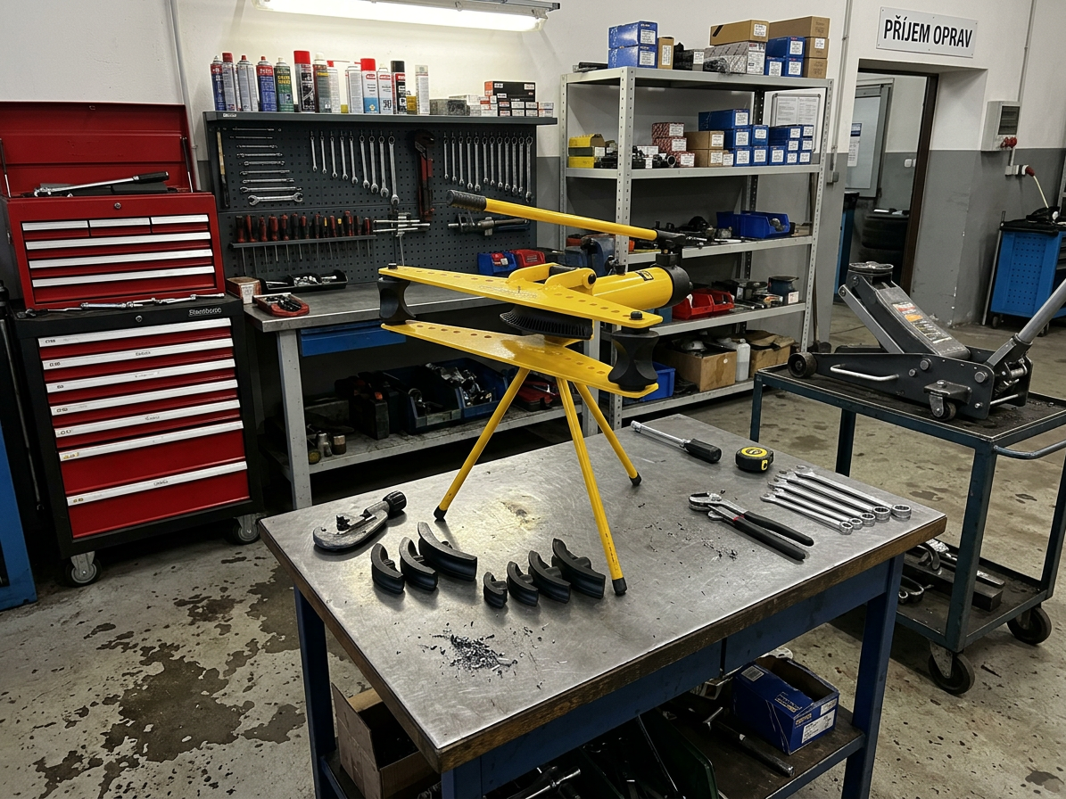 Přenosná hydraulická ohýbačka trubek se stojanem 9T
