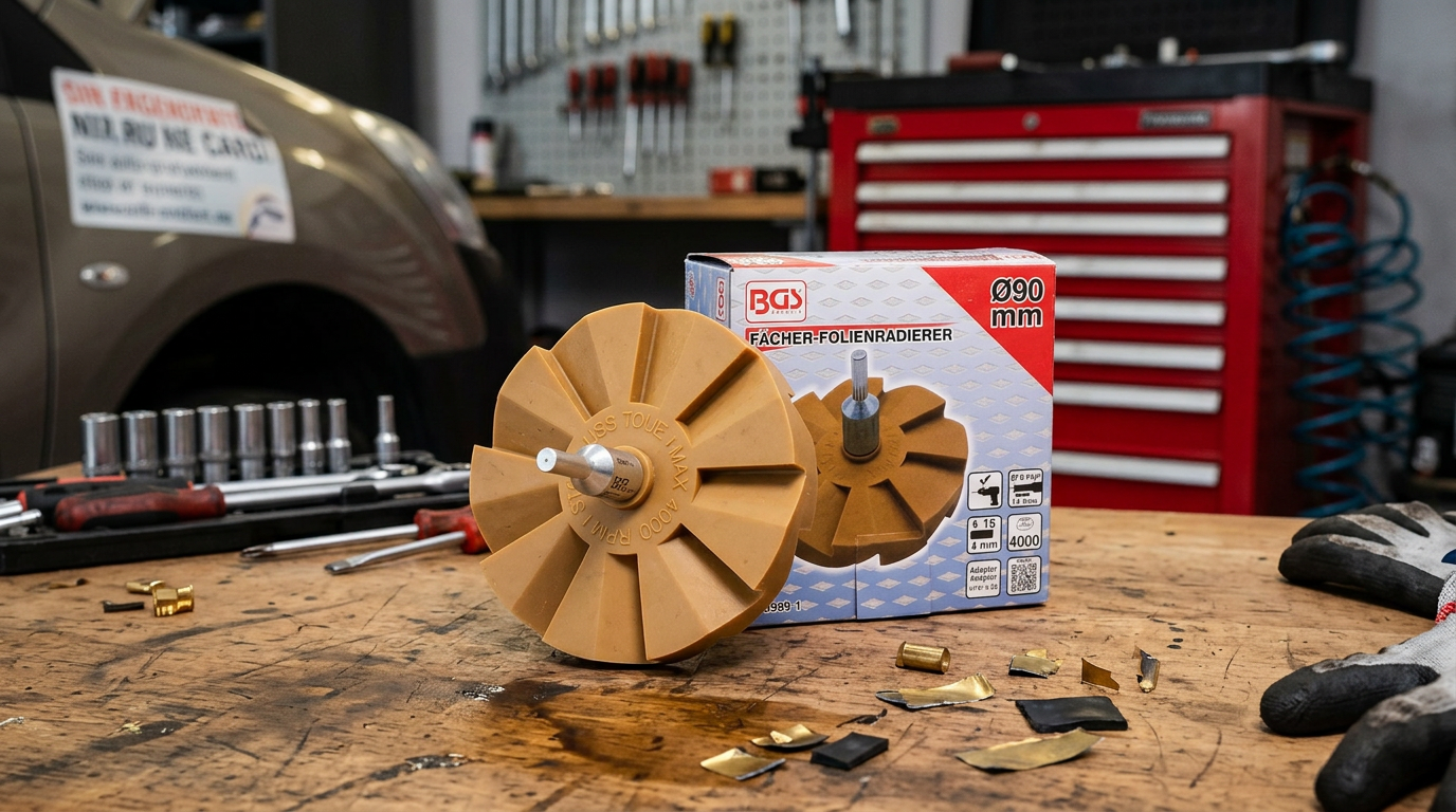 Kotouč lamelový gumový pro odstranění fólie, průměr 90 mm, stopka 6 mm - BGS 3999-1