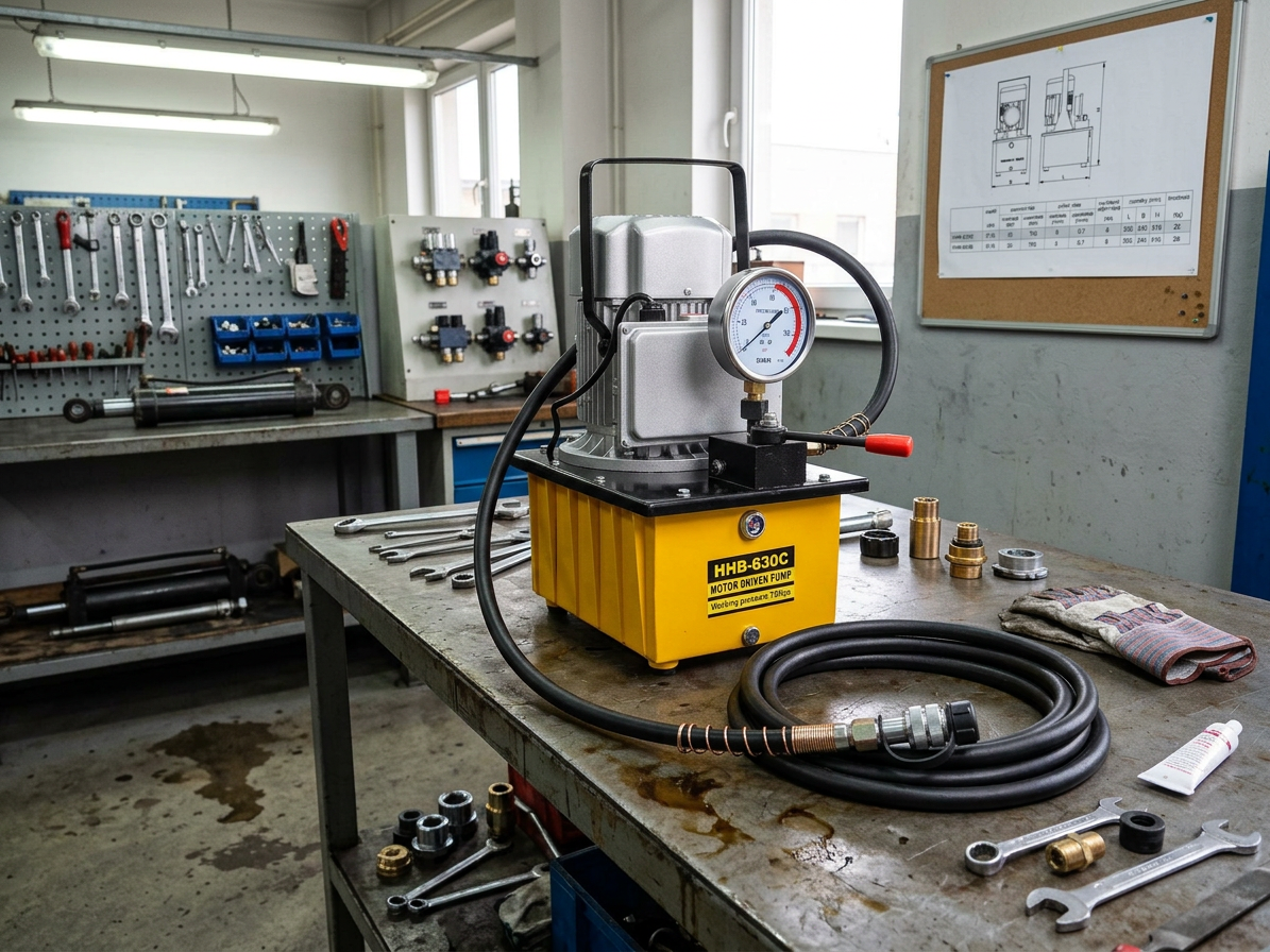 Elektrická hydraulická pumpa s tlakoměrem, jednostupňová, 20 bar - HHB-630C