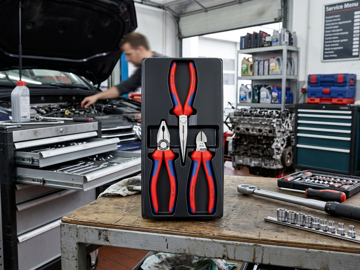 Kleště kombinované, boční štípací a na jemnou mechaniku, sada 3 ks – KNIPEX 00 20 11