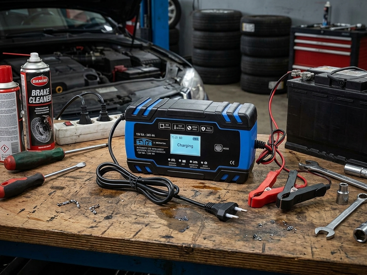 Nabíječka autobaterií, automatická 12V/24V, 8A/4A 2-150 Ah - SATRA