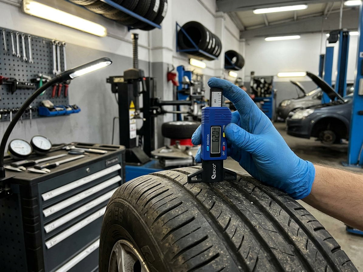 Digitální měřič hloubky dezénu pneumatik, rozsah 0 - 25,4 mm