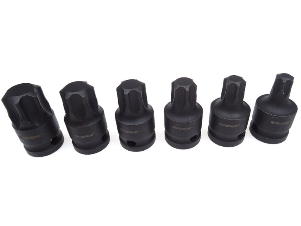 Zástrčné hlavice úderové TORX 1/2", T55-T100, sada 6 kusů - QUATROS QS50067