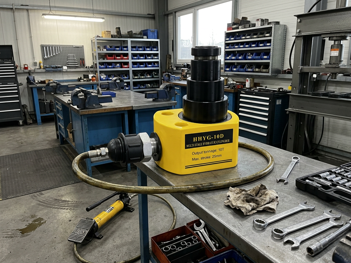 Hydraulický válec nízký teleskopický, nosnost 10 tun - HHYG-10D