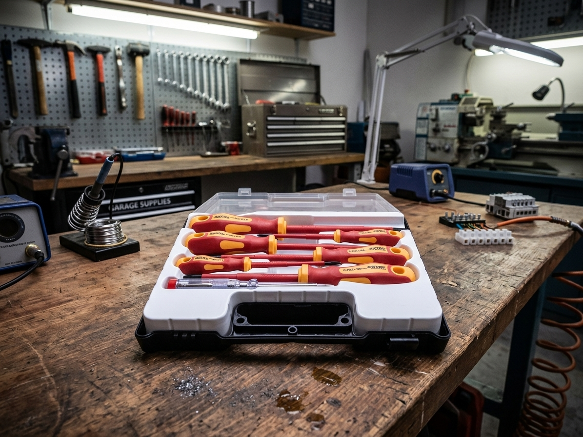 Šroubováky elektrikářské - ploché a křížové, zkoušečka, sada 7 ks - EXTOL PREMIUM EX53087