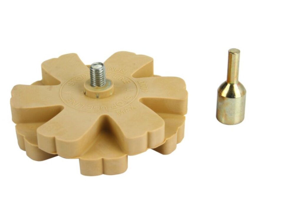 Gumový kotouč na odstranění lepidla - hrubý, 90 mm, včetně adaptéru do vrtačky