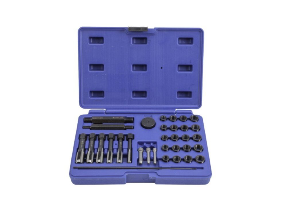 Sada na opravu závitů žhavicích svíček M8x1, M10x1, M10x1.25, M12x1.25, 33 kusů - QS14140