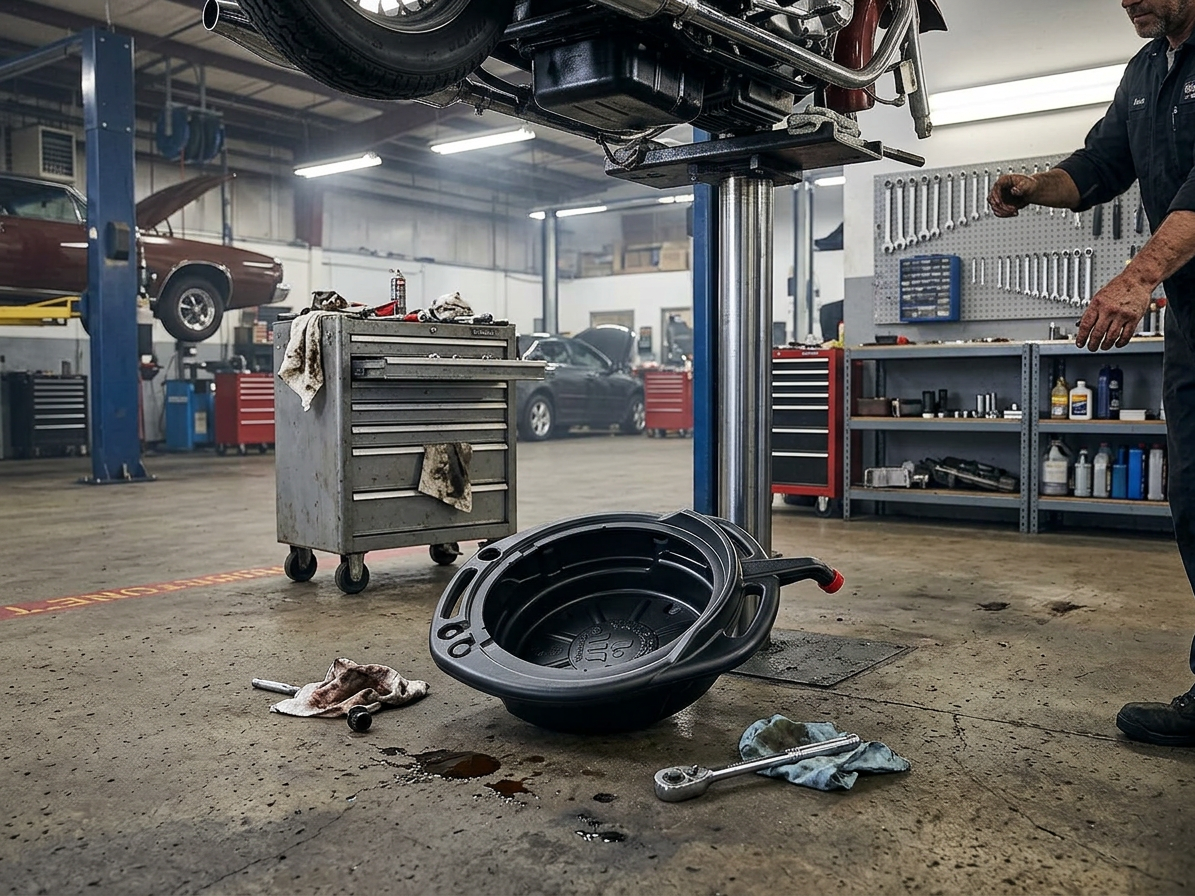 Záchytná vana na vypouštění oleje a kapalin 16 l, plastová s výlevkou - JONNESWAY AE300103