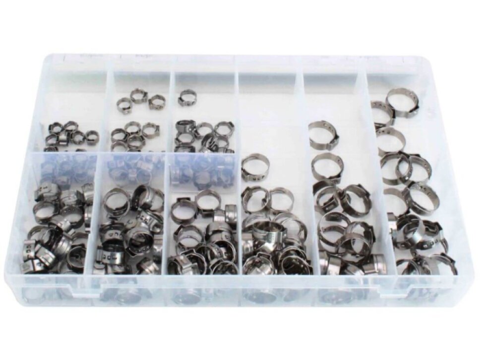 Hadicové spony, průměr 5,8 - 21,0 mm, nerez, sada 170 ks - ASTA