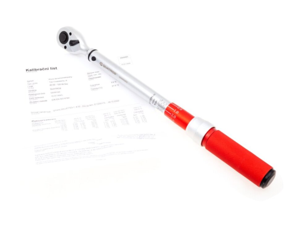 Momentový klíč 1/2" 20-120 Nm, zvýšená přesnost 3 %, s certifikátem - QUATROS QS59120