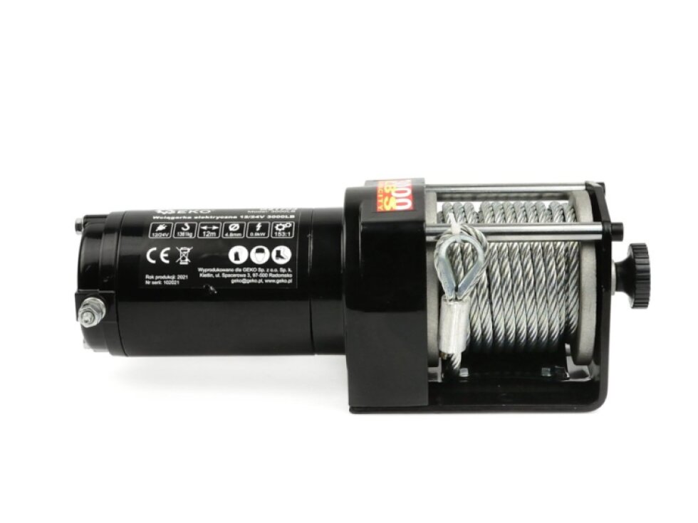 Elektrický lanový naviják 900 W/12 V, max zatížení 1,36 t, pro čtyřkolky - GEKO