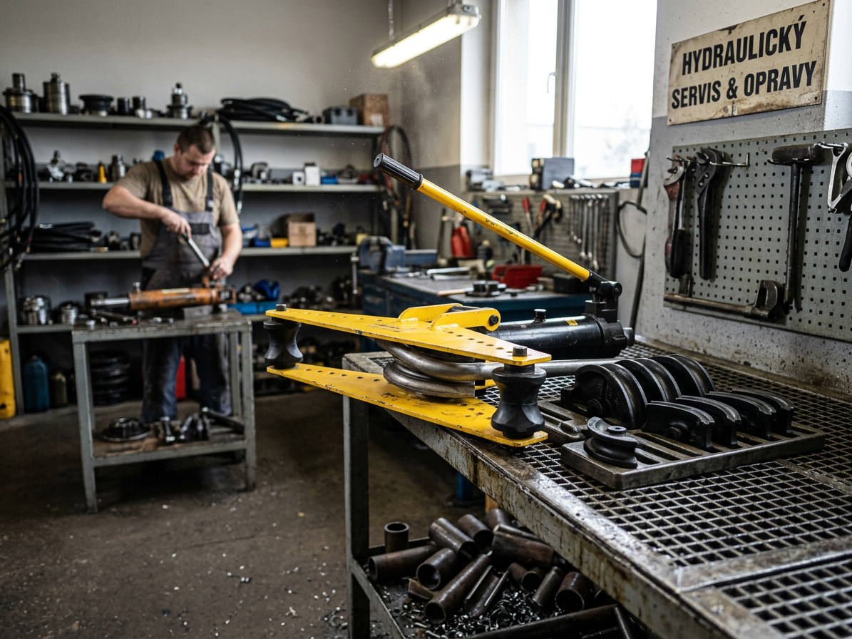 Přenosná hydraulická ohýbačka trubek se stojanem 9T