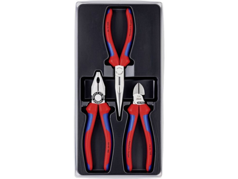 Kleště kombinované, boční štípací a na jemnou mechaniku, sada 3 ks – KNIPEX 00 20 11