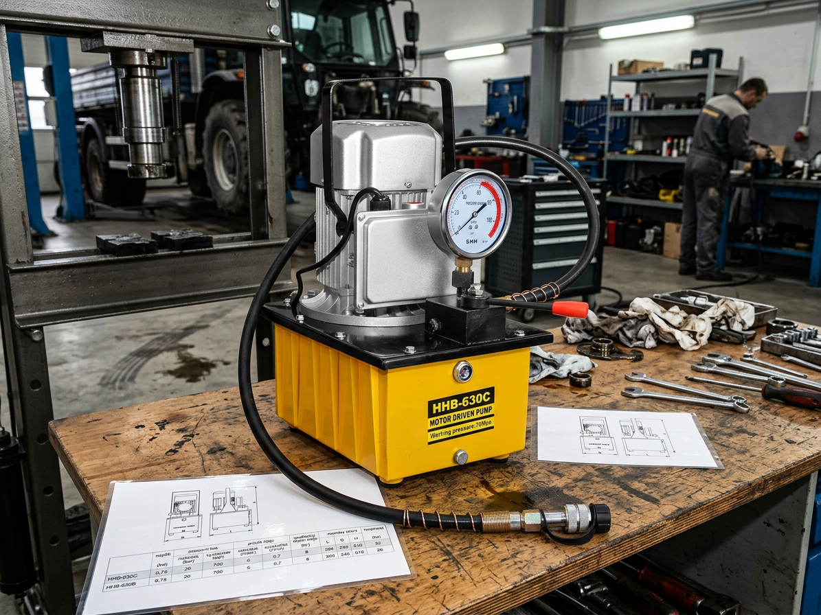 Elektrická hydraulická pumpa s tlakoměrem, jednostupňová, 20 bar - HHB-630C
