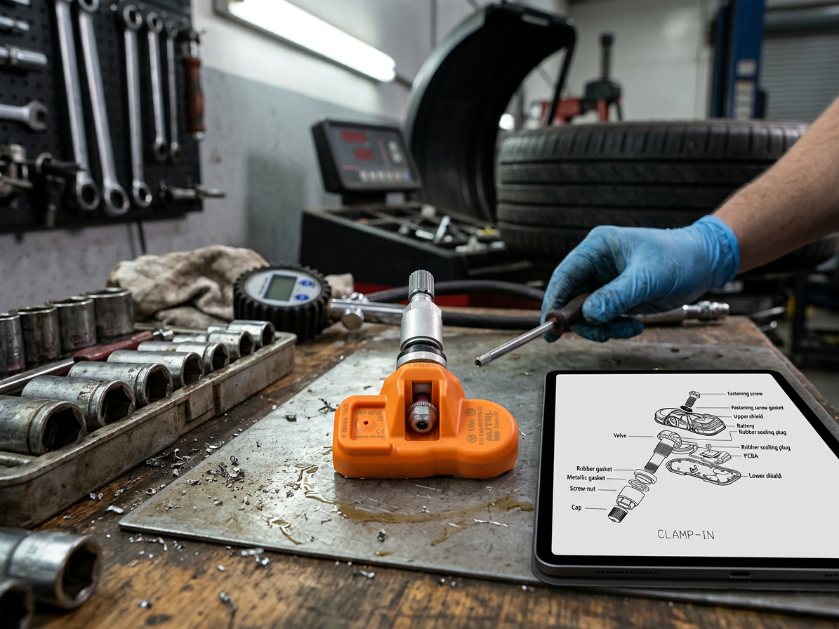 TPMS senzor s ALU ventilem, 433 MHz, programovatelný, stříbrný