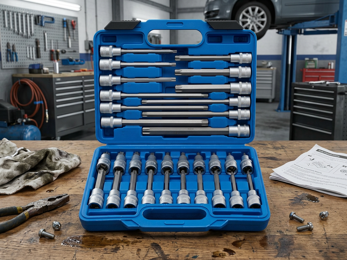 Zástrčné hlavice TORX 1/2", standardní, prodloužené a extra dlouhé, T20-T70, 32 ks - SATRA
