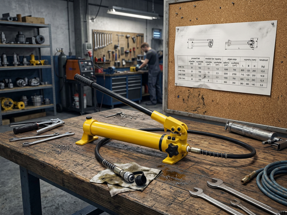 Ruční hydraulická pumpa dvourychlostní, tlak 20 bar, velký objem oleje - HHB-700