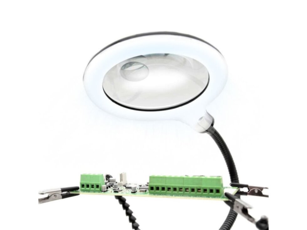 Držák na pájení, "třetí ruka", s lupou a LED osvětlením - Genborx U-ZD-11M-3