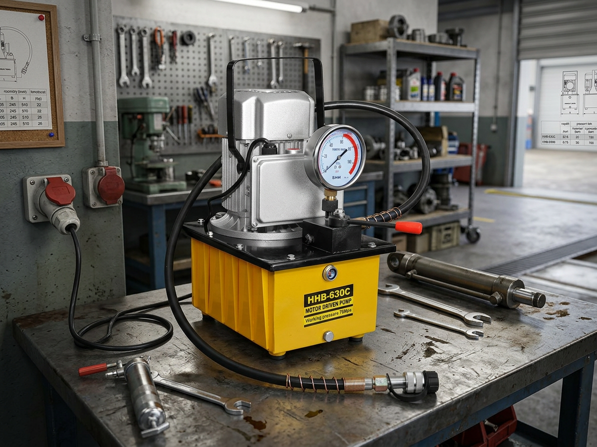 Elektrická hydraulická pumpa s tlakoměrem, jednostupňová, 20 bar - HHB-630C