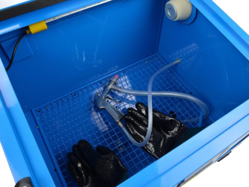 Pískovací box, pískovačka stolní, objem 90 litrů, s příslušenstvím