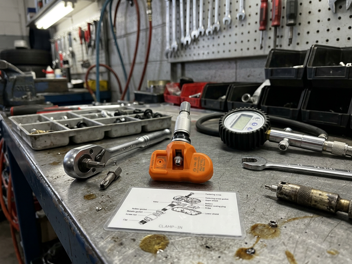 TPMS senzor s ALU ventilem, 433 MHz, programovatelný, stříbrný