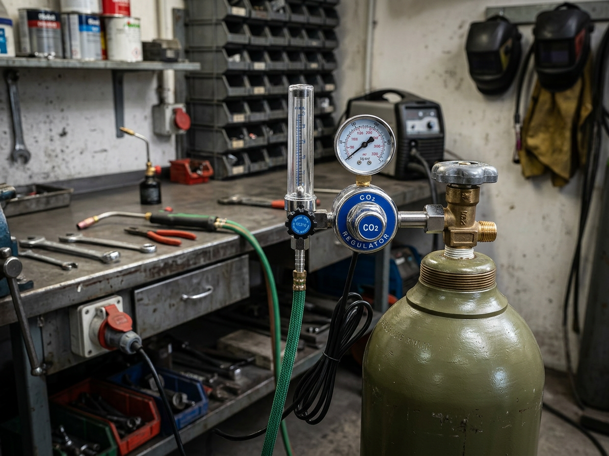 Redukční ventil CO2/Argon, s vyhříváním a průtokoměrem - SATRA