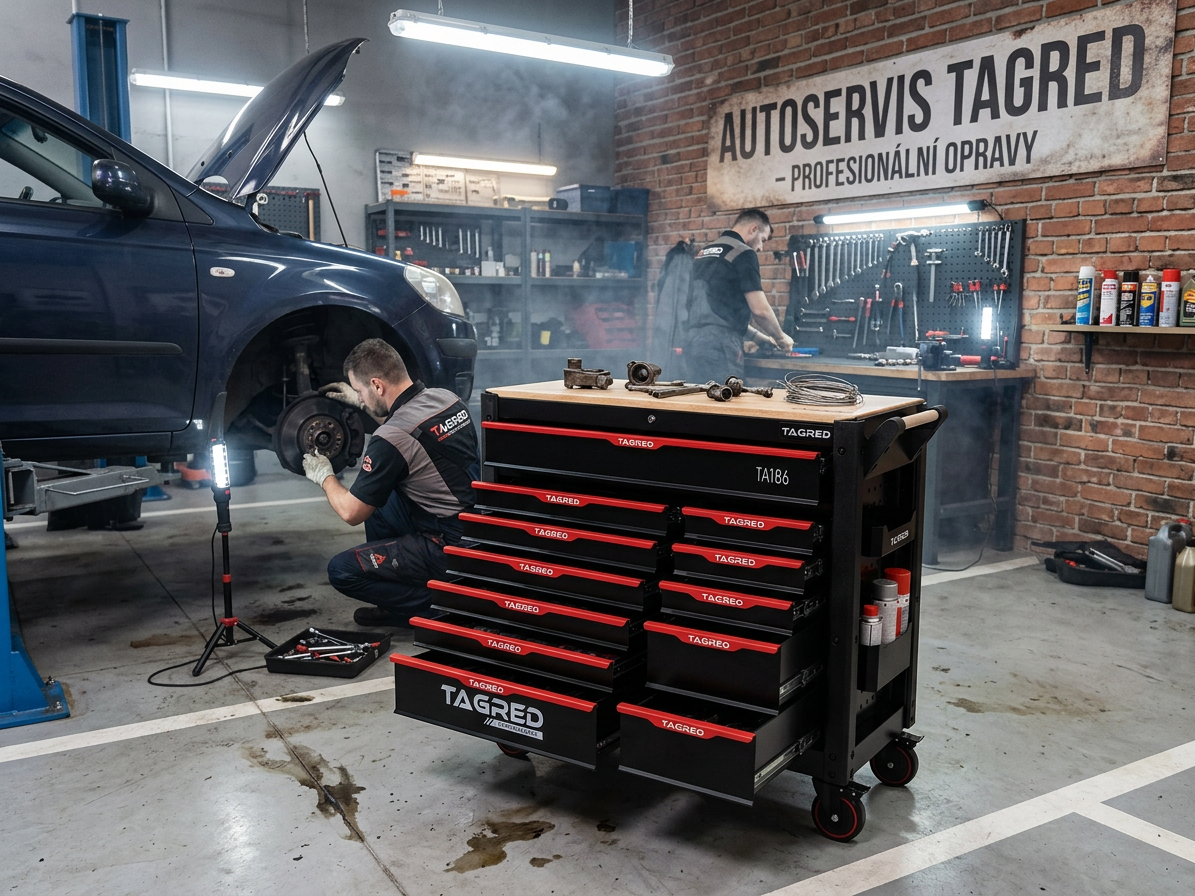 Dílenský vozík TAGRED PERFORMANCE XXL s nářadím, 12 zásuvek, 691 ks