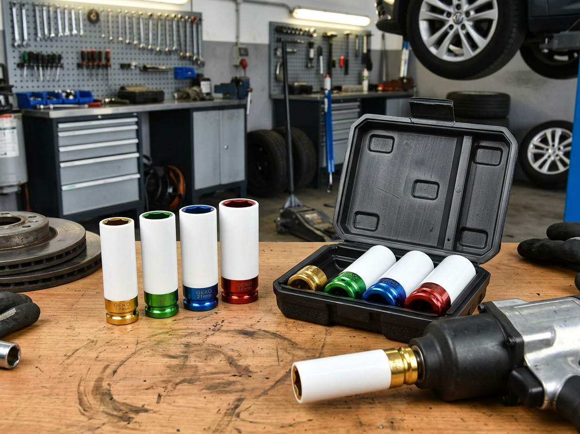 Úderové hlavice 1/2", 17 - 22 mm, s krytkou na ALU, sada 4 kusy