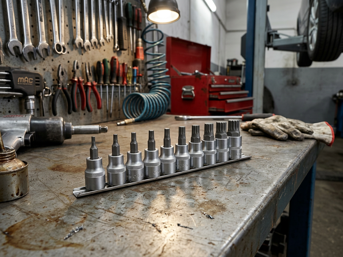 Zástrčné hlavice XZN (Spline) 1/2", M4 - M18, sada 10 kusů na liště - ASTA