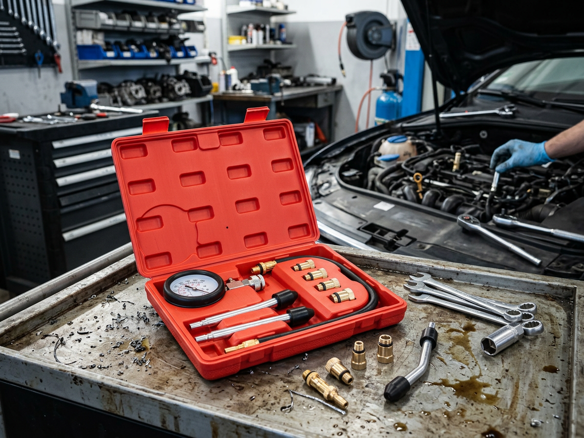 Sada pro testování komprese benzín. motorů MECHANIC ENGINE TESTER 8, 0-20bar, 8ks SIXTOL