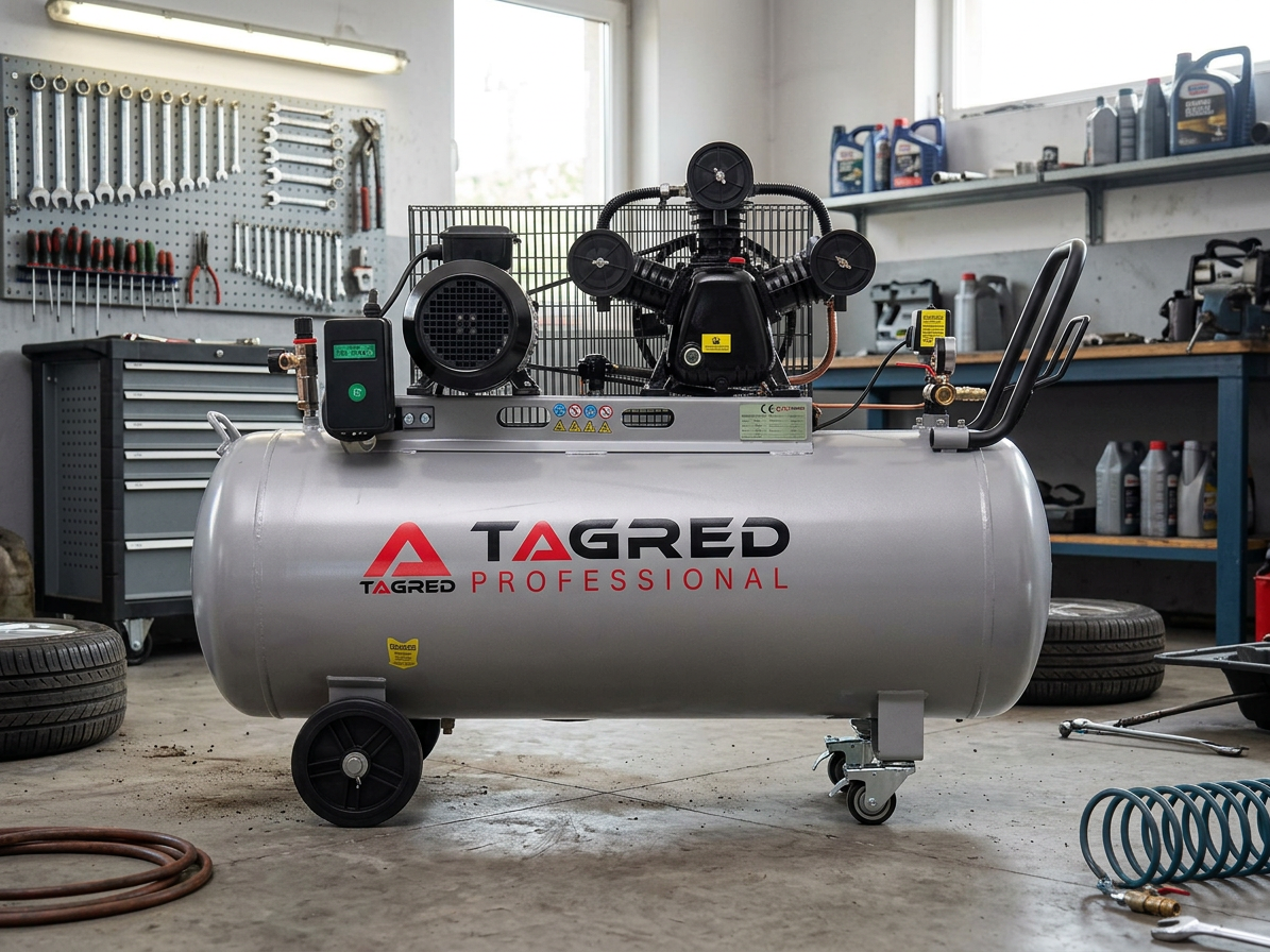 Olejový kompresor, TAGRED 200L 400V třípístkový kompresor, výkonný TA309