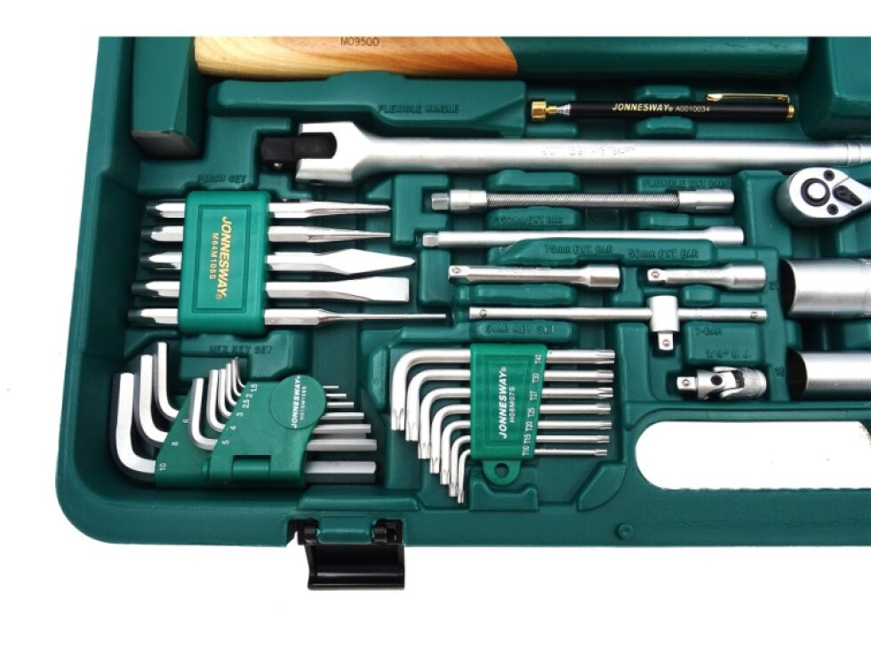 Velká sada ručního nářadí, hlavic 1/4" a 1/2" (gola sada), 127 ks - JONNESWAY S04H524127S