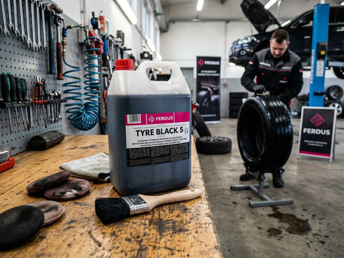 Ochranný a barvicí přípravek na pneumatiky- oživovač, černá barva na pneu TYRE BLACK5, 5 l