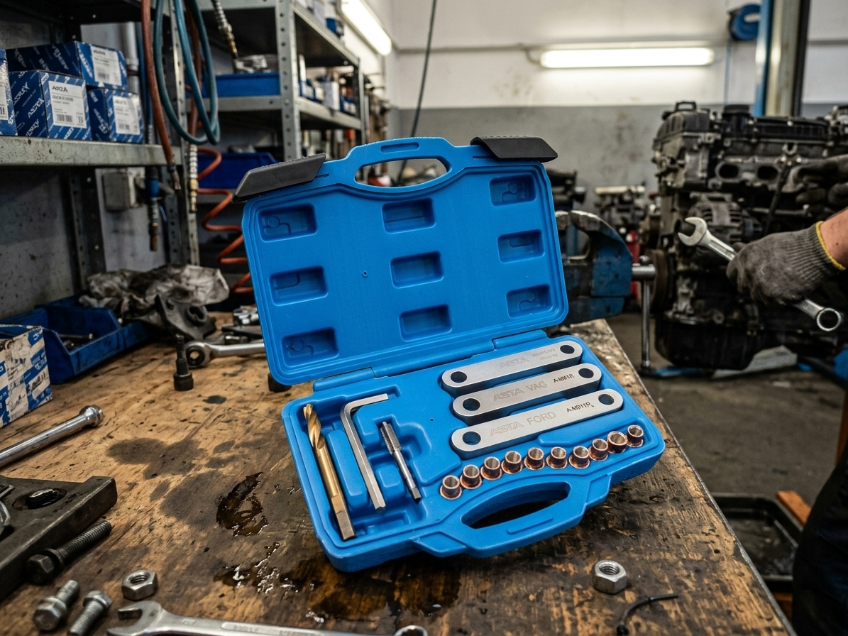 Přípravky na opravu závitů vodítek brzdičů M9x1,25mm na VAG, Opel, Ford, sada 16 ks - ASTA